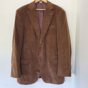 DOCKERS Men 44L Brown Corduroy Sport Coat Jacket Blazer 2 Button Office Casual